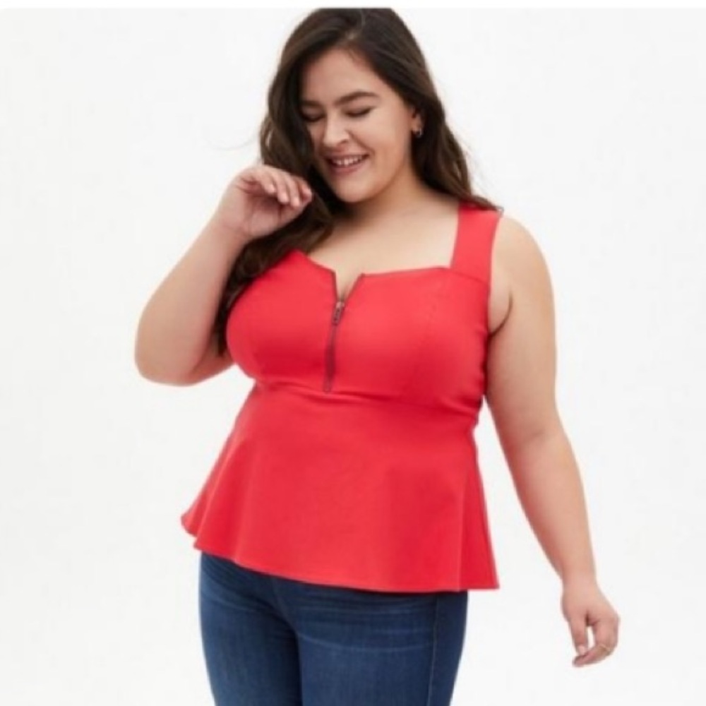 Torrid Bengaline Peplum Zip Tank
